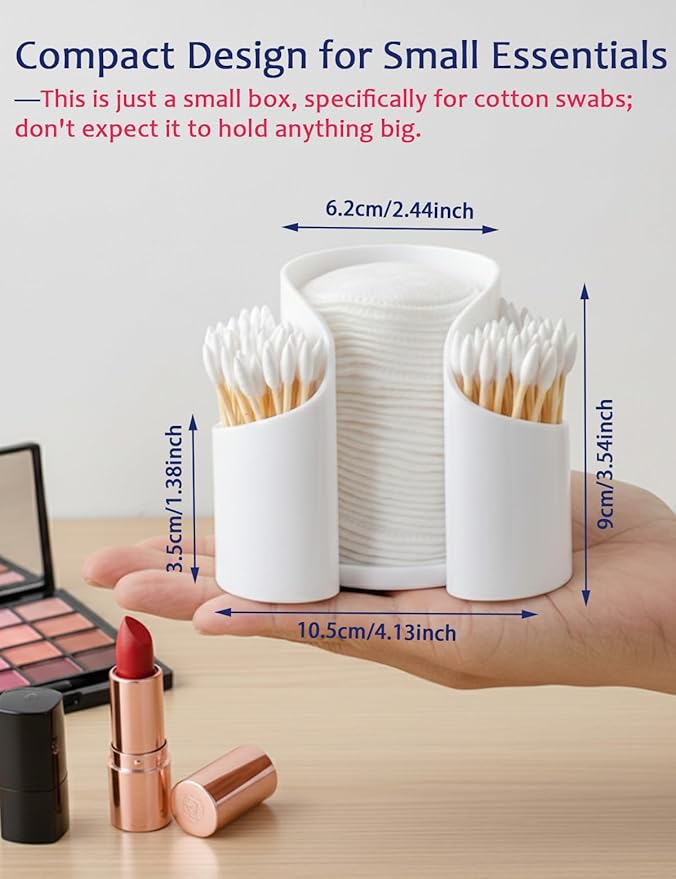 VIPTUVI White Cotton Pad Holder, 3-Compartment Open Top Cups