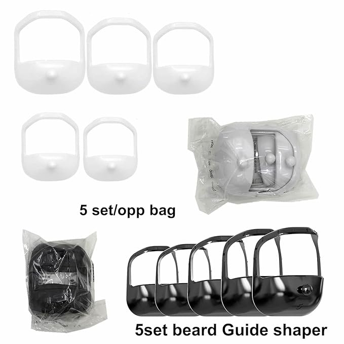 Beard Shaper & Beard Shaping Tool for Men Beard Shaper Goatee Mustache Grooming Tool Face Hair Styling Template for Man - Transparent - 5 PCS/Set (Black)