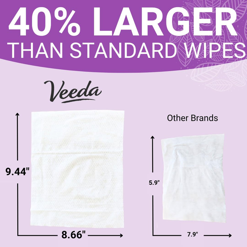 Veeda Extra Large Body Wipes for Adults (8.66” x 9.44”) – 50 Count, Thick & Durable, Plant-Based Shower Wipes for Gym, Camping & Travel, Hypoallergenic, pH Balanced, Biodegradable