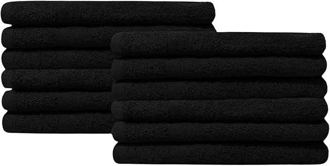 Spa Towels for Facials - Salon Towels Hand Towels Bulk Facial Towels for Estheticians Soft Toallas para Salon De Belleza 16 x 27 Inches Pack of 12 (Black)
