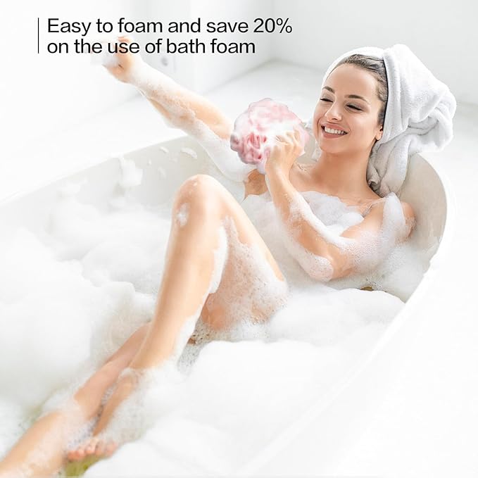 Fishent Bath Loofah Sponge, 3 Pack loofahs Exfoliating Body Scrubber, 60g Soft Mesh Pouf Shower Puffs, Loofa for Women and Men