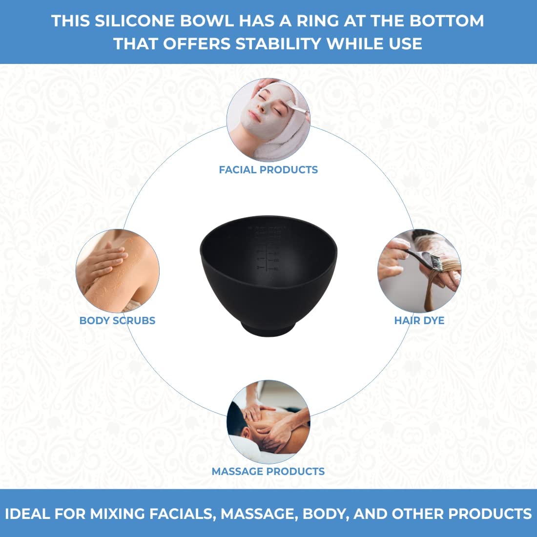 ForPro Professional Collection Silicone Mixing Bowl, Black, Flexible, Odorless, for Mixing Facials, Massage, Body & Other Products, 14 oz