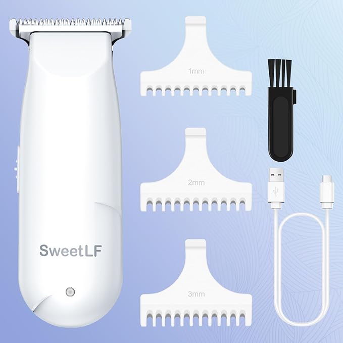 SweetLF Bikini Trimmer for Women-Pubic Hair Trimmer for Women's Legs, Arms & Bikini Line, Body Hair Trimmer with 3 Guards, Type-C Charging, Portable, White