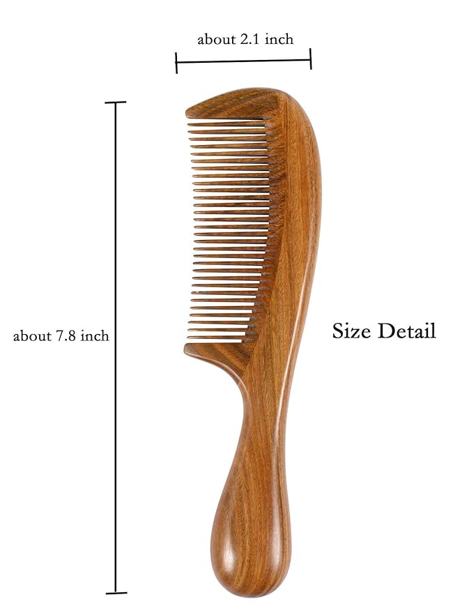 Louise Maelys 2 Pack Wooden Hair Combs, Wide and Fine Tooth Wooden Comb