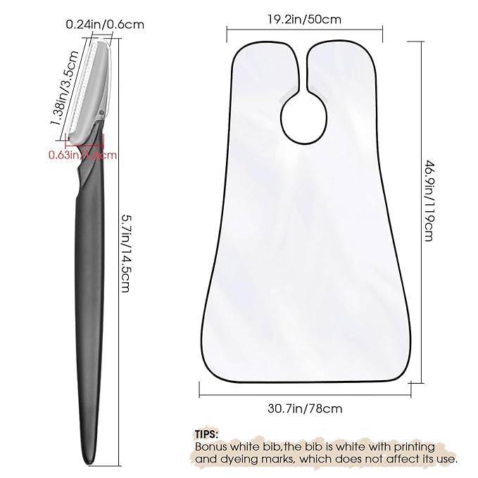 5-Piece Eyebrow Razor with White Bib Kit for Men & Women - Christmas Day Gift Professional Precision Brow Shaper