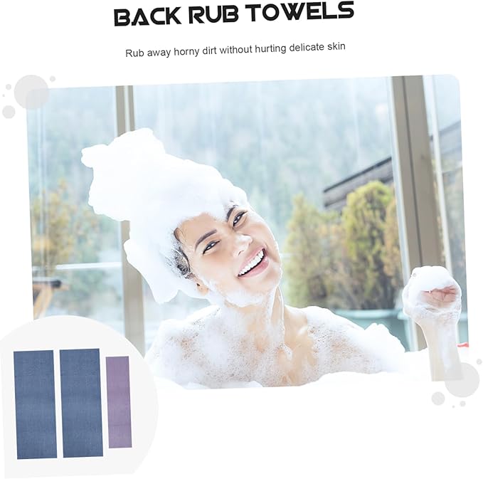 NIYANGLE 3pcs Long-strap Back Rub Towel Exfoliating Mitt for Shower for Body Wash Massage Spa