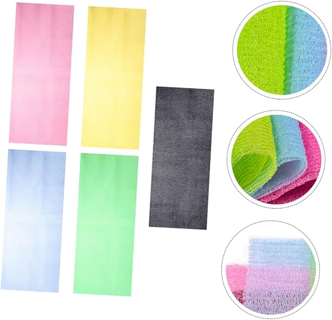 LALADEFIEE 5Pcs Exfoliating Bath Back Scrubber with Long Strap for Effortless Cleansing Gentle Skin Exfoliation for Back and Neck Cleaning Random Colors Random Color