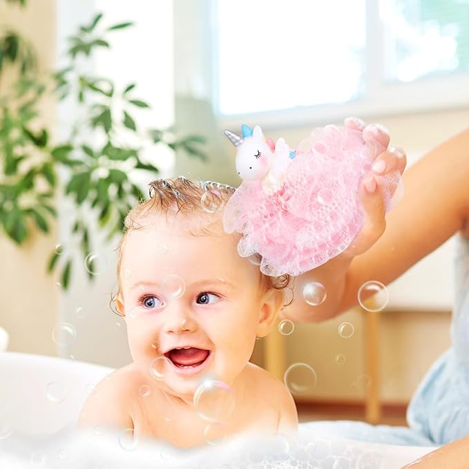 Balacoo Shower Loofah: 2 Pcs Unicorn Loofahs Animal Loofah Kids Loofah Bath Sponge Exfoliating Scrubber Bathing Ball for Girls Boys