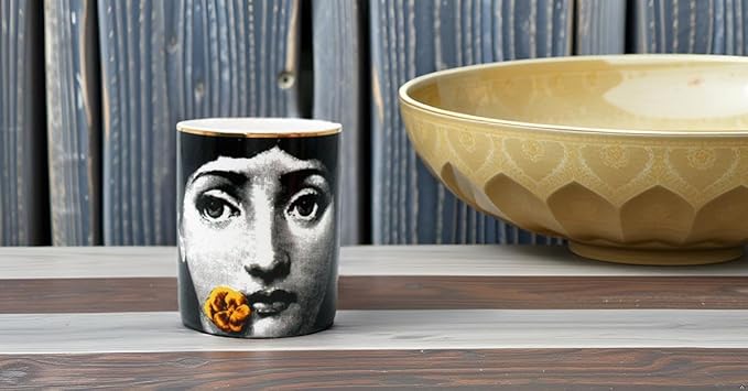 Big Eye Starry Sky Aromatherapy Candle Jar With Lid Ceramic Makecup Cotton Swab Holder Home Deocrative Bottler, Home Fireplace Kitchen Dining Decor For Living Room Knick Knacks Candle Holders (F6)