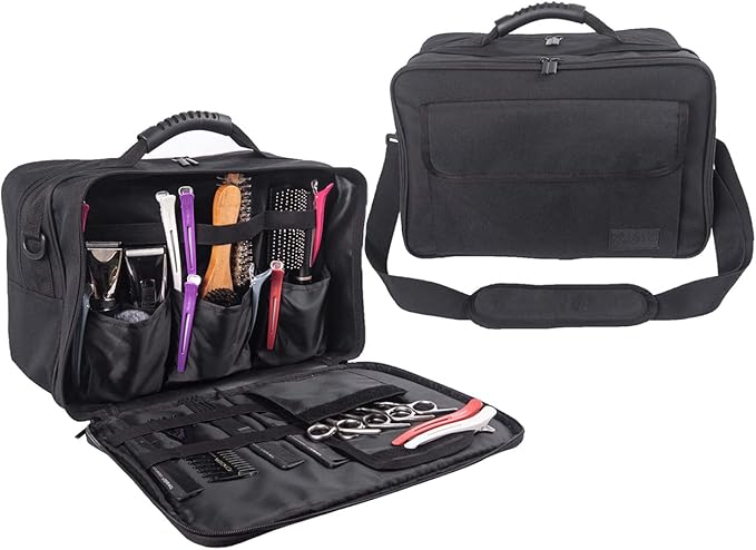 Tense Edano Pro Large Capacity Beauty Hairdressing Barber Tool Bag Polyester Hair Equipment Cosmetic Salon Shoulder Organizer Kit Grooming Hair Stylist Scissor Holder Storage Carrying Travel Case