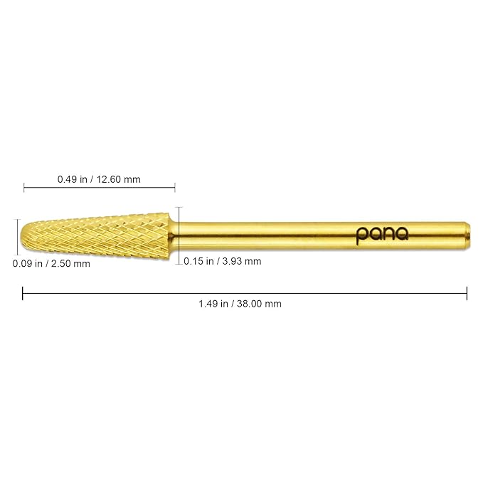 USA PANA Professional 3/32" Shank Size - Cone Shape Carbide Bit - Nail Drill Bit for Manicure Pedicure Tools Dremel Machine - Gold, Silver (Medium, Gold)