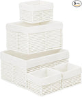 Vagusicc Wicker Storage Basket, Hand-Woven Paper Rope Woven Baskets, Rectangular Small Wicker Baskets for Organizing, Cube Storage Bins for Closet/Clothes/Dresser, White, 5-Pack