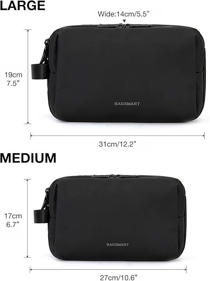 BAGSMART Toiletry Bag for Men, Travel Toiletry Organizer Dopp Kit Water-resistant Shaving Bag for Toiletries Accessories, Door Room Essentials,Green-medium