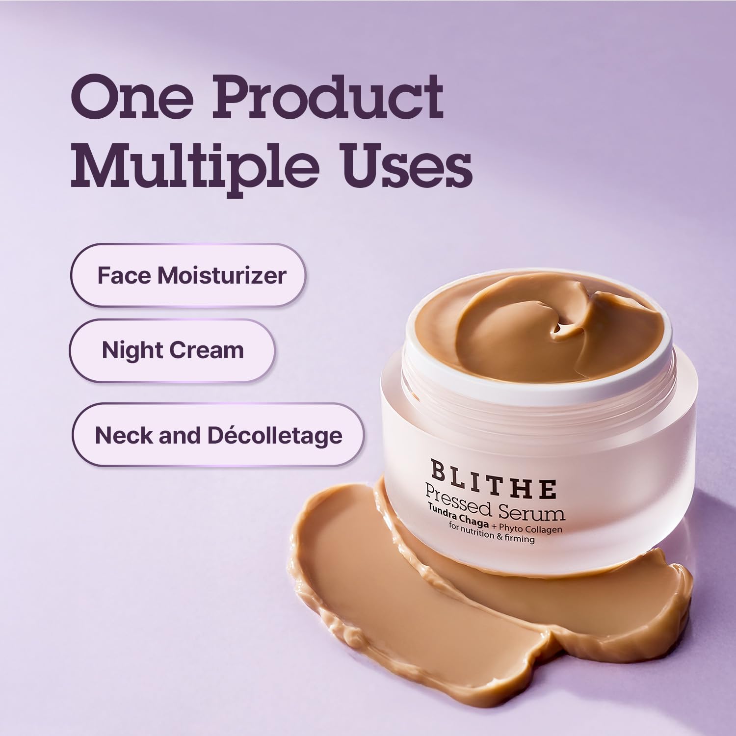 BLITHE Pressed Serum Tundra Chaga | Korean Moisturizer | Anti Aging & Skin Tightening Cream for Face | Night Cream For Woman Anti Aging, 0.91 fl oz
