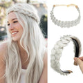 CJL HAIR 2PCs Braided Headbands Hair Piece for Women Synthetic Hair Hoops Head Bands Handmade Braid Hairband Accessories Elastic Stretch Headwrap White