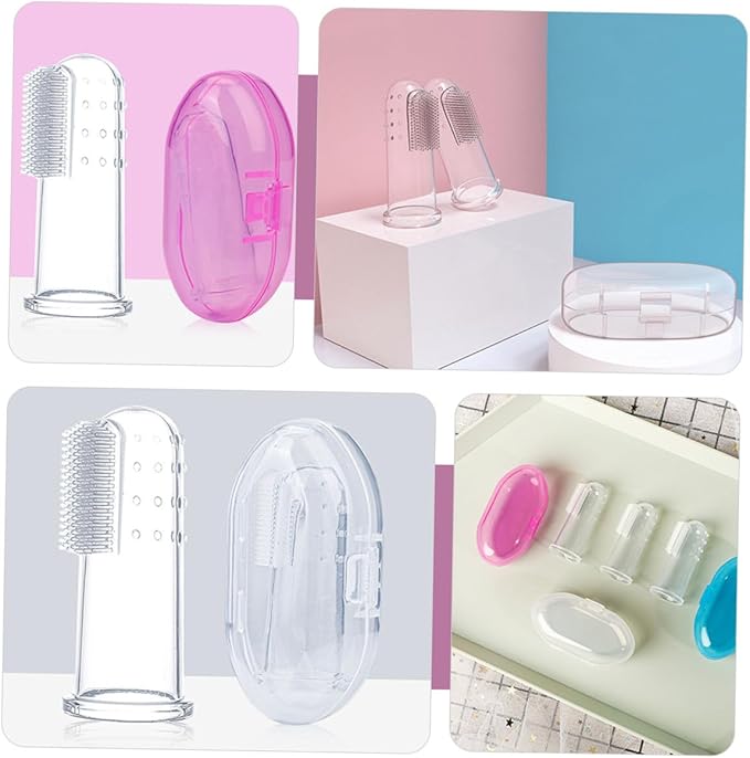9pcs Finger Toothbrush with Storage Boxes Soft Food-Grade Silicone Oral Cleaner for Years Gentle Gum Massager for Healthy Teeth and Teething Comfort