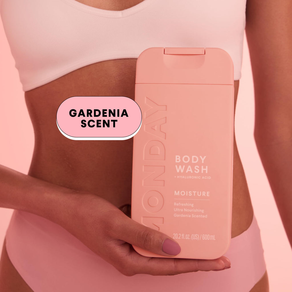 MONDAY HAIRCARE MOISTURE Body Wash in Fresh Gardenia with Hyaluronic Acid & Shea Butter for All Skin Types, 600 mL