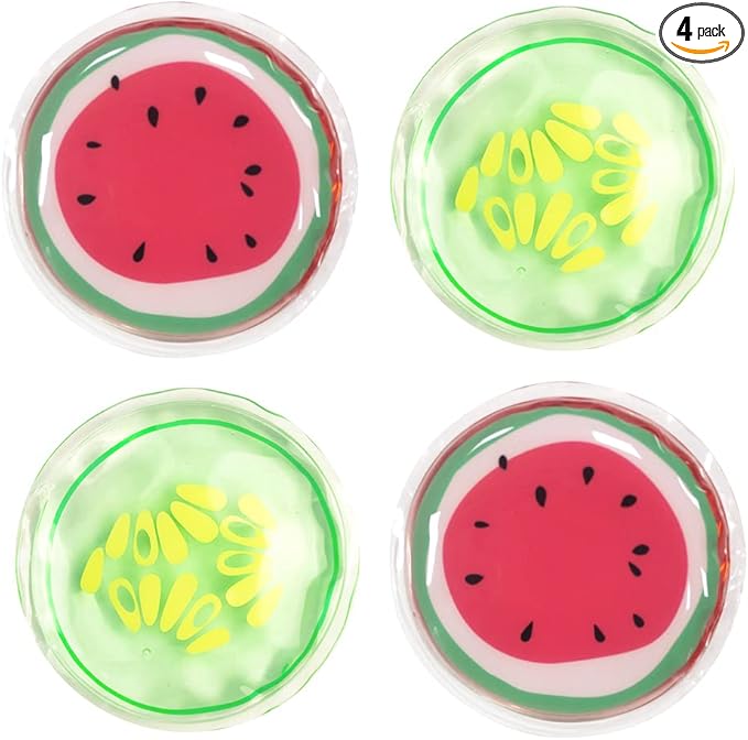 CONBELLA Hot and Cold Eye Pads, reusable eye patches - Soothing, Revitalizing, Puffiness, Refresh, Relieves Stress, Relax, Relieves Puffiness and Tension(2 watermelons + 2 cucumbers)