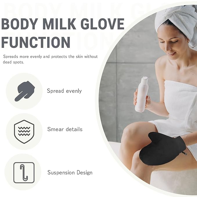 ASTIMESA Tanning Mitt and Self Tanner Back Applicator, Different Sized Self Tanning Kit, Tanning Glove Self Tan Back Applicator for Lotion Mousse Sunless Face Skin Body Beauty Women Men (black)