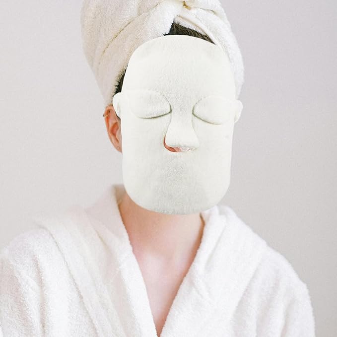SAFIGLE Hot Compress Face Towel Mask 9.05X9.05In Thickened Double-Layer Reusable Facial Steamer Towel with Secure Fit Rope for Skin Care and Hot Cold Therapy