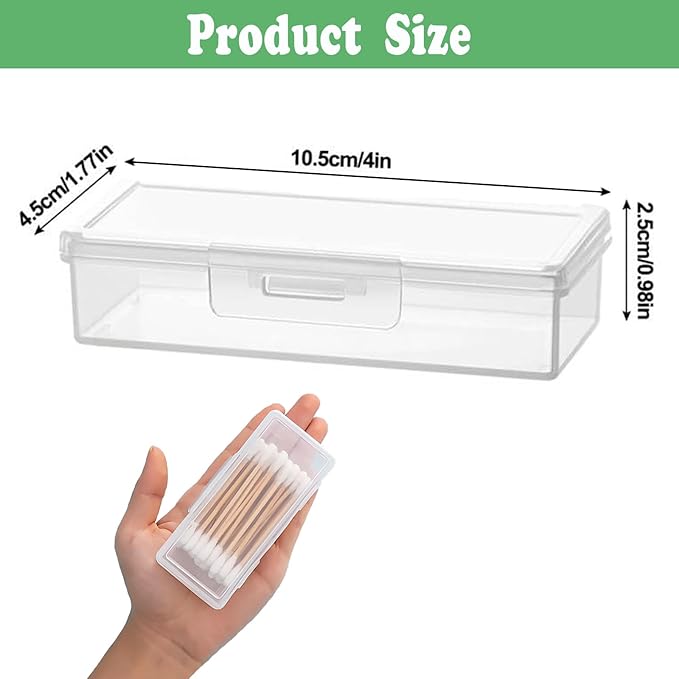 MatFirsmo Cotton Swab Holder for Travel, 4 Pcs Portable Small Dental Floss Holder Clear Plastic Cotton Pad Holder, Travel Floss Picks Case with Dustproof Lid for Bud Hair Ties Floss