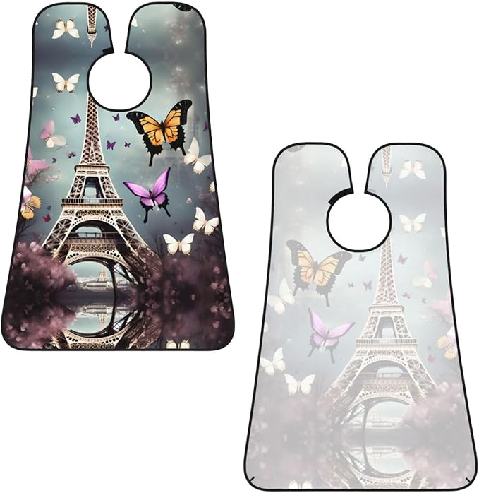 Romantic Paris Butterfly Eiffel Print Beard Bib Apron For Men, Beard Hair Catcher For Men Shaving Trimming,Beard Cape Cloth