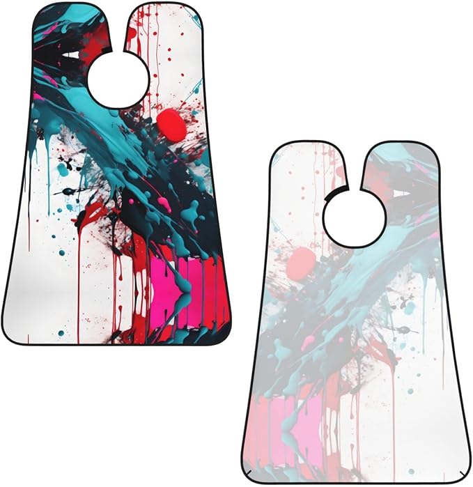 NOUZU Abstract Paint Splashes Print Beard Bib Apron For Men, Beard Hair Catcher For Men Shaving Trimming,Beard Cape Cloth