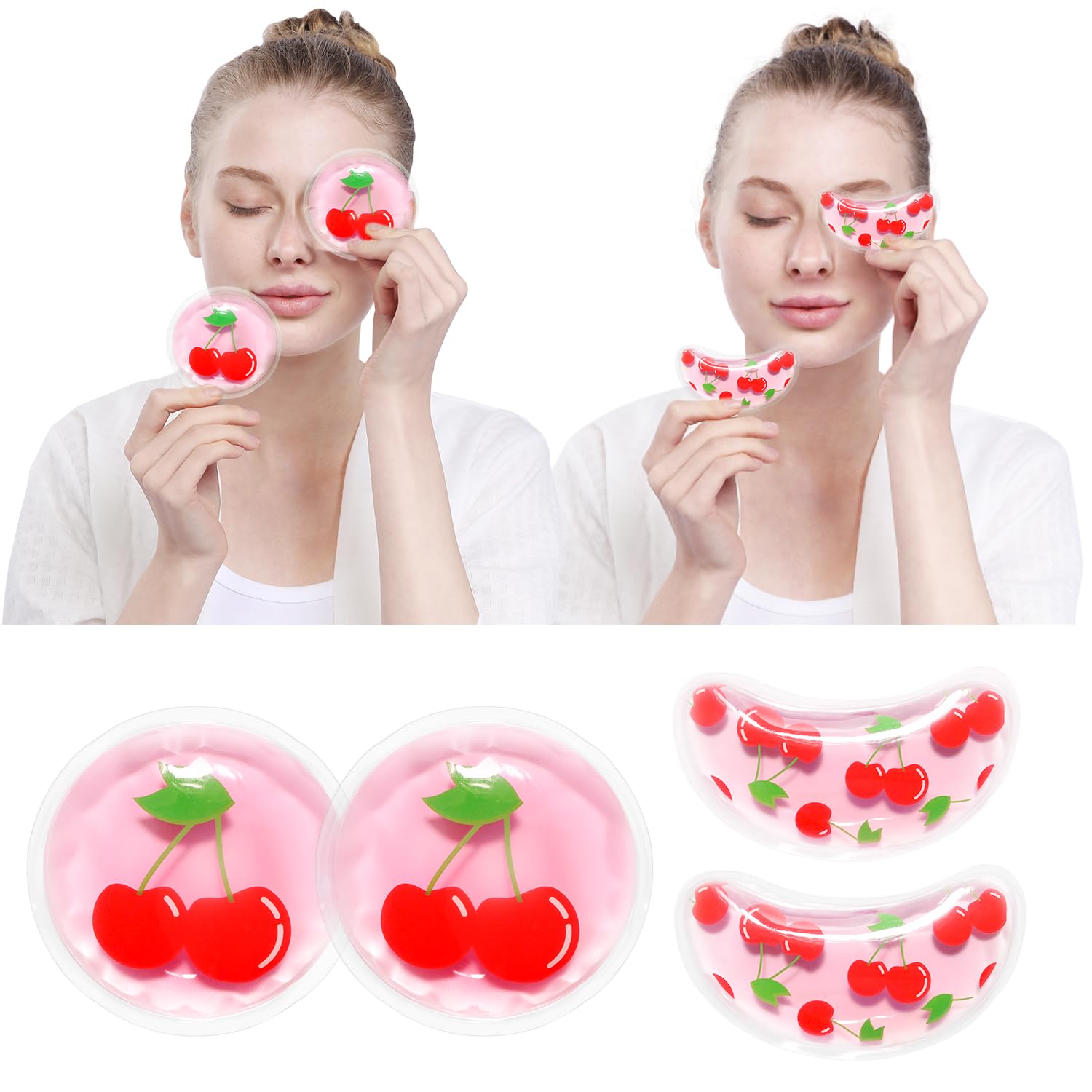 Conbella 4PCS Gel Eye Ice Pack Set Reusable, Cold and Hot Compress for Eyes