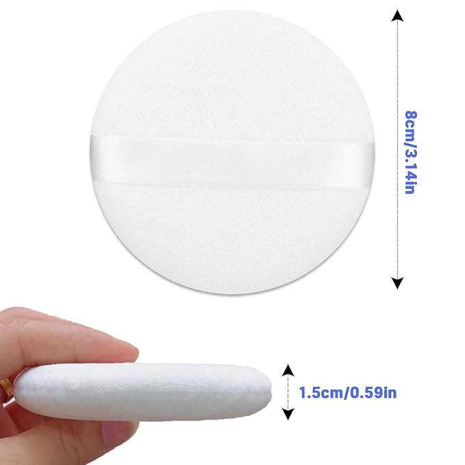 Qiifaiikooii 2 Pcs Powder Puff,3.14 Inch Powder Puffs for Body Powder Face Loose Powder Large(White)