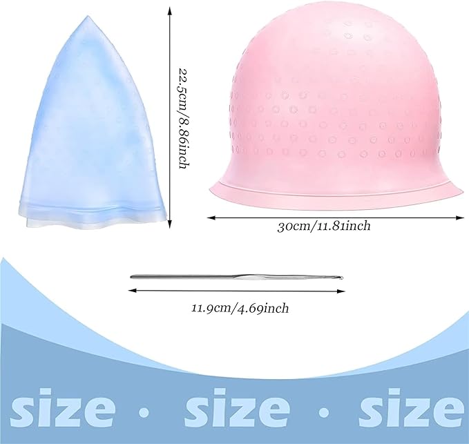Highlight Cap Hair Coloring Highlighting Cap Reusable Silicone Highlight Cap Pull Through Caps for Hair Dying Frosting Cap with Hook(Blue)