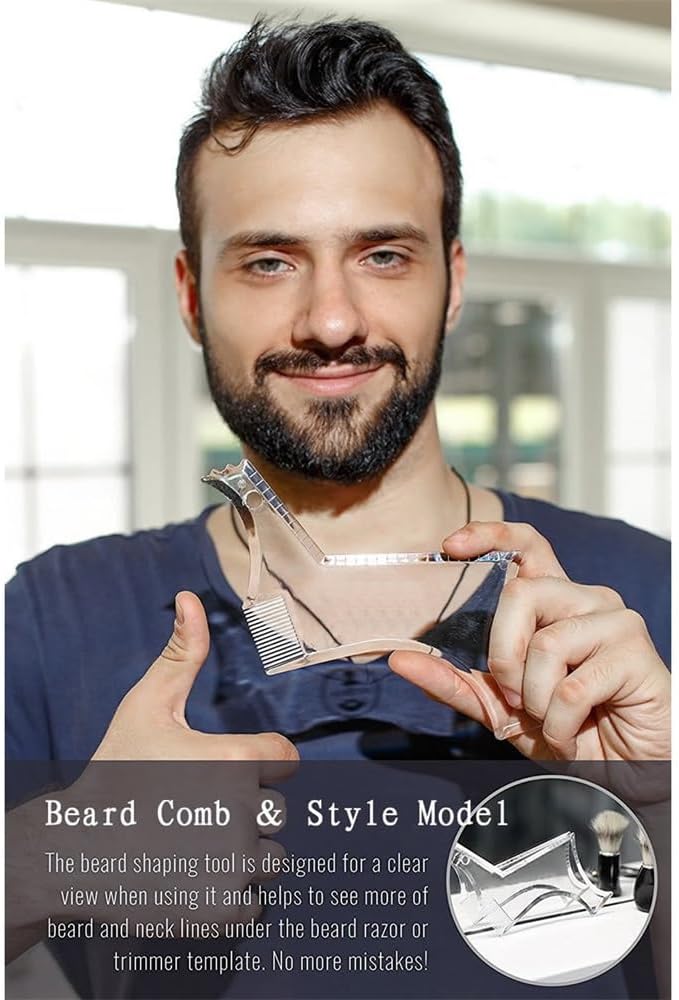 for Men's Beard Shape Trimmer & Men's Hair Design Tools,Men's Beard Styling Tools Set,Casual Men's Beauty Care,Men's Beard Trimmer(White)