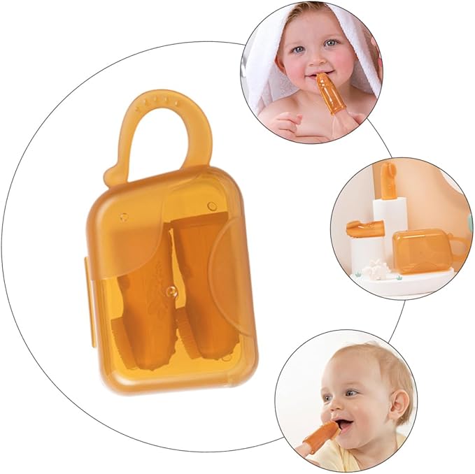 TIDTALEO Silicone Finger Toothbrush with Storage Box Soft Oral Cleaning Brush for Boy Girl Gum Massager for Teething Reusable and Easy to Clean Teeth Cleaning Tool