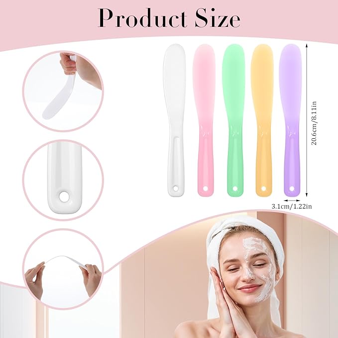 Ymapinc 5Pcs Large Spatula Brush Makeup, 8.11 * 1.22inch Face Mask Applicator Tool, Plastic Skin Care Spatula, Reusable Mask Spatulas, Cream & Lotion Spatulas Tools for DIY Skincare