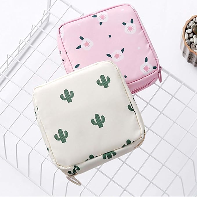 Tuciyke Sanitary Napkin Storage Bag,Menstrual Cup Pouch,Nylon Portable Sanitary Napkin Pads Storage Bags Feminine Menstruation First Period Bag for Teen Girls Women Ladies(2 Pack)