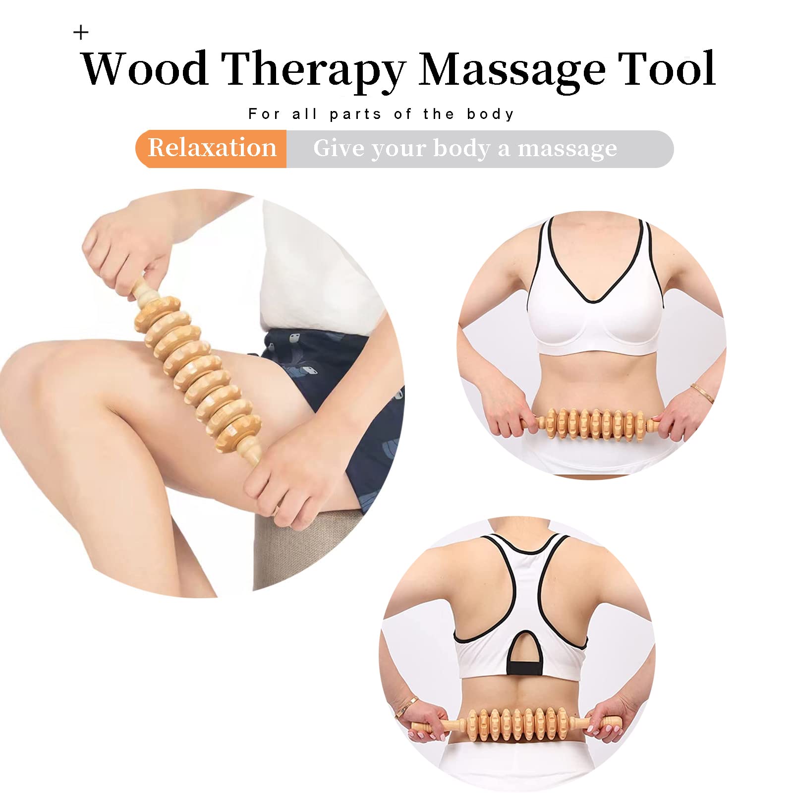 Ctwctr Wood Therapy Massage Tools Manual Massage Roller Stick for Body Sculpting, Maderoterapia Kit- Cellulite Massager for Muscle Pain Relief, Fascia, Cellulite