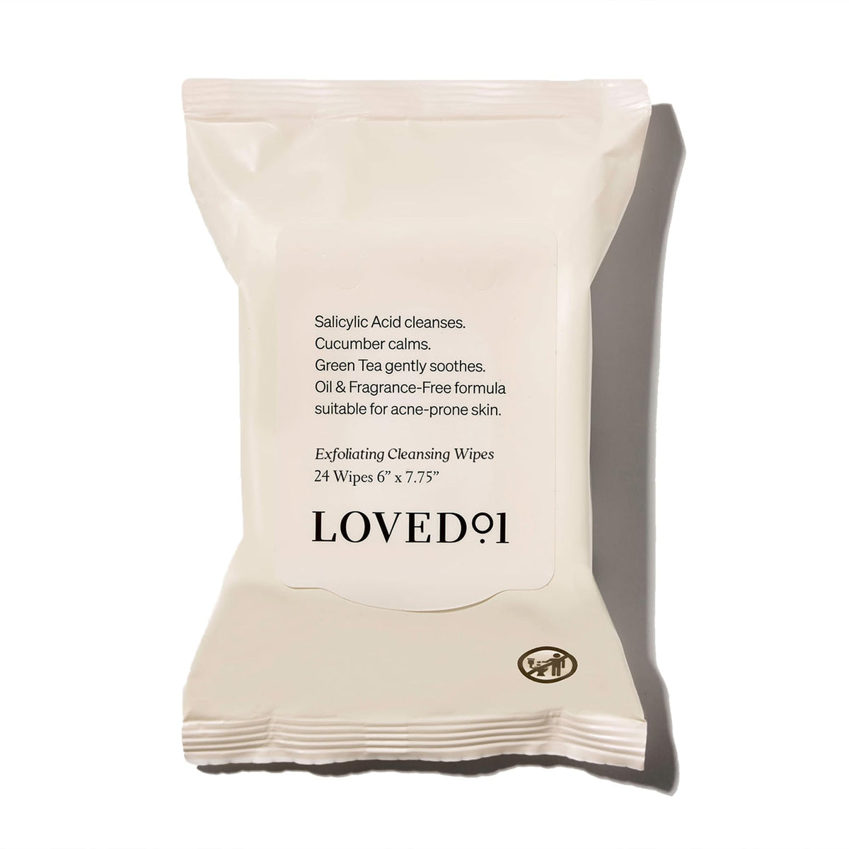 Loved01 Salicylic Cleansing Wipes, Fragrance-Free, Blemish-Prone, 24 Count