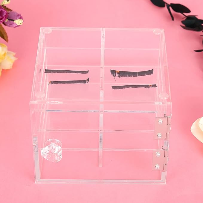 Eyelash Extension Carrying Box Transparent Acrylic 8 Layer Storage Case for False Eyelashes Makeup Accessories Professional Salon Use Durable Sustainable 11.8 x 11.3 x 9.5 cm
