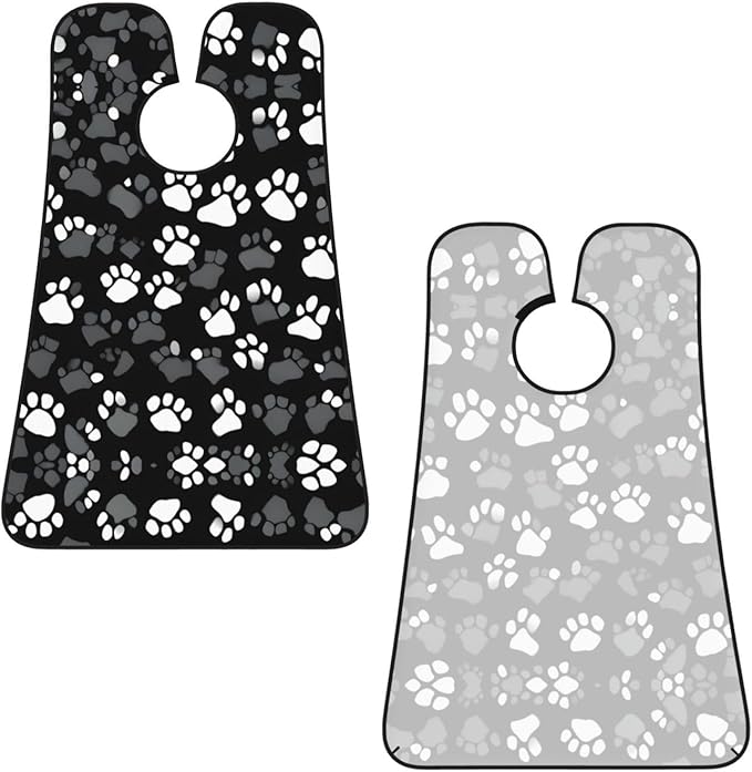 Black And White Paw Print Print Beard Bib Apron For Men, Beard Hair Catcher For Men Shaving Trimming,Beard Cape Cloth