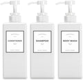 YACEYACE Shower Dispenser Set, 3 White Refillable Bottles, 22oz Large, Shampoo, Conditioner, Body Wash