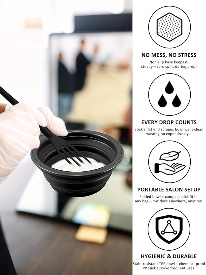 YOOVR 19PCS Hair Bleach Highlighting Kit with Hair Dye Brush and Bowl Set Color Whisk, Highlight Frosting Cap with Hook, Gloves Capes, Home Use Salon Tools for Hair Bleaching Coloring Dying (Black)