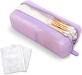 Cotton Pad Swab Travel Case, 2-in-1 Waterproof Organizer, VISFRESH (Purple)