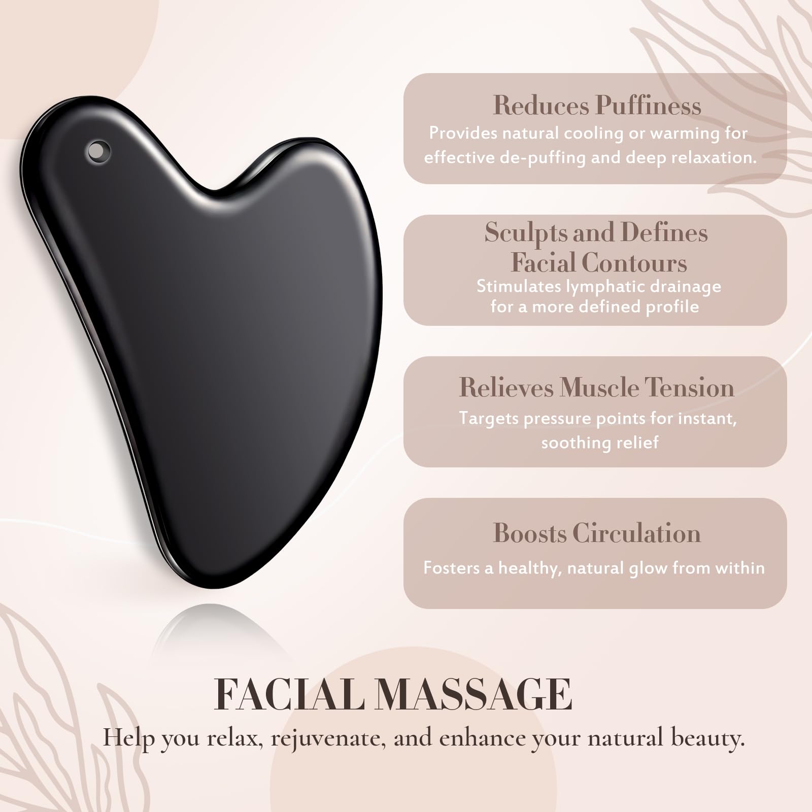 Nuanchu 304 Stainless Steel Gua Sha Facial Tool Black