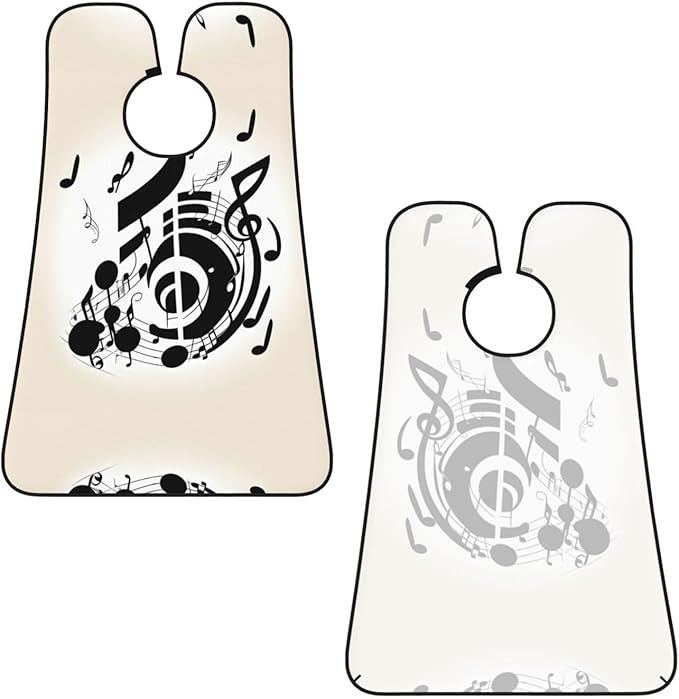 NOUZU Music Note Print Beard Bib Apron For Men, Beard Hair Catcher For Men Shaving Trimming,Beard Cape Cloth, Black