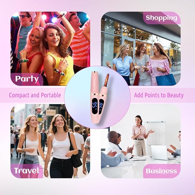 Heated Eyelash Curler, for Long-Lasting Curl, Fast Heating Portable Eyelash Curler for Daily Makeup & Travel, Anti-Scald Design with Multiple Temperature Settings, Valentine's Day Gift
