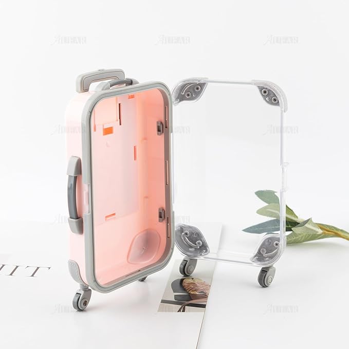 AUEAR, 1 Pack False Eyelashes Box Suitcase Packaging Pink Mini Trolley Candy for Lashes