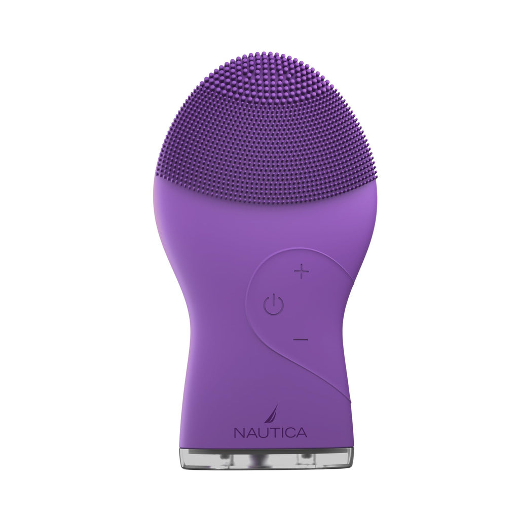 Nautica PC120 Facial Cleansing Brush Made with Ultra-Hygienic Soft Silicone, Waterproof, Rechargeable Vibrating Face Exfoliator Scrub Brush with Sonic Technology for Men & Women - Hy Purple