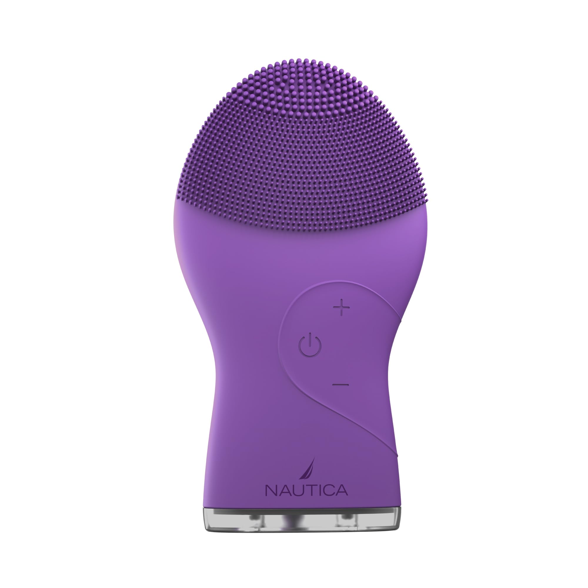 Nautica PC120 Facial Cleansing Brush Made with Ultra-Hygienic Soft Silicone, Waterproof, Rechargeable Vibrating Face Exfoliator Scrub Brush with Sonic Technology for Men & Women - Hy Purple