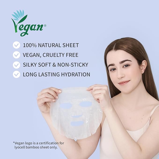 Hydrating Sheet Mask Starter Kit Variety Pack for Dry and Sensitive Skin, Korean Vegan Facial Sheet Mask for Men & Women, Collagen, Cica, Ceramide, Retinol (5-Count)