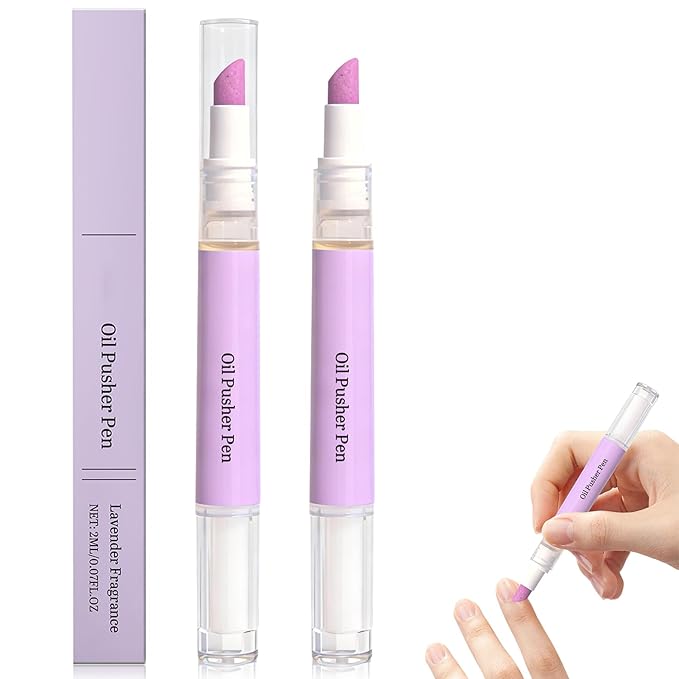 2Pcs 2-in-1 Cuticle Oil Pusher Pen,2026 New Ceramic Cuticle Pusher & Oil Pen,Cuticle Oil Nail Care Pen - Gentle Cuticle Remover for Dry & Damaged Nails,Hangnails,Moisturize Strengthen Brighten