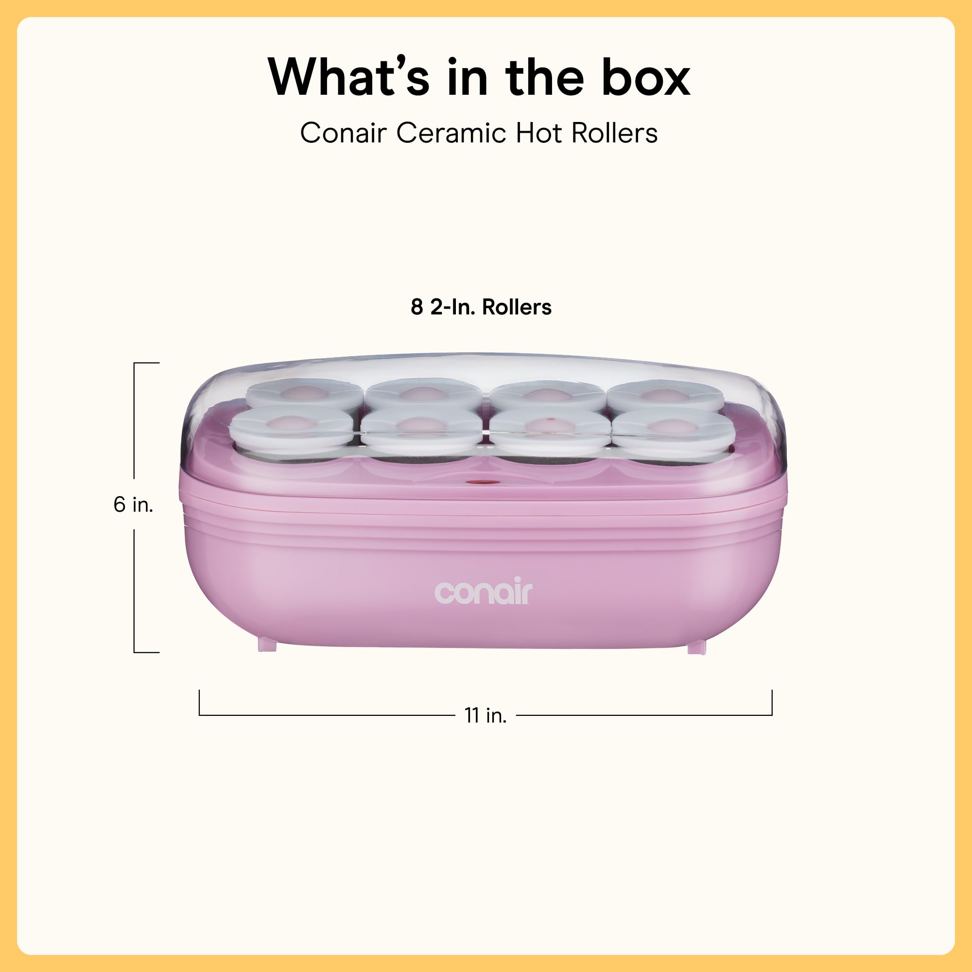 Conair Jumbo Hair Rollers, Ceramic, 2" Rollers, 8 Count, Pink
